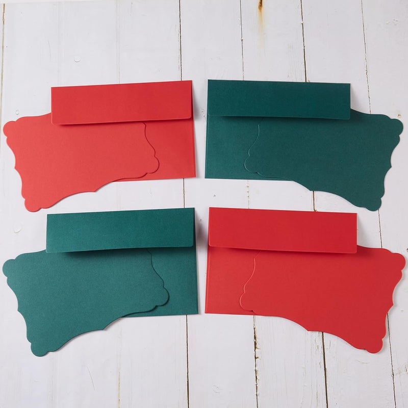 Toperd 100 Pack A4 Envelopes with Colorful Blank 4x6 Cards Self-Adhesive Business Envelopes Invitations Cards Envelopes (Christmas Green Red, A4) - Image 3